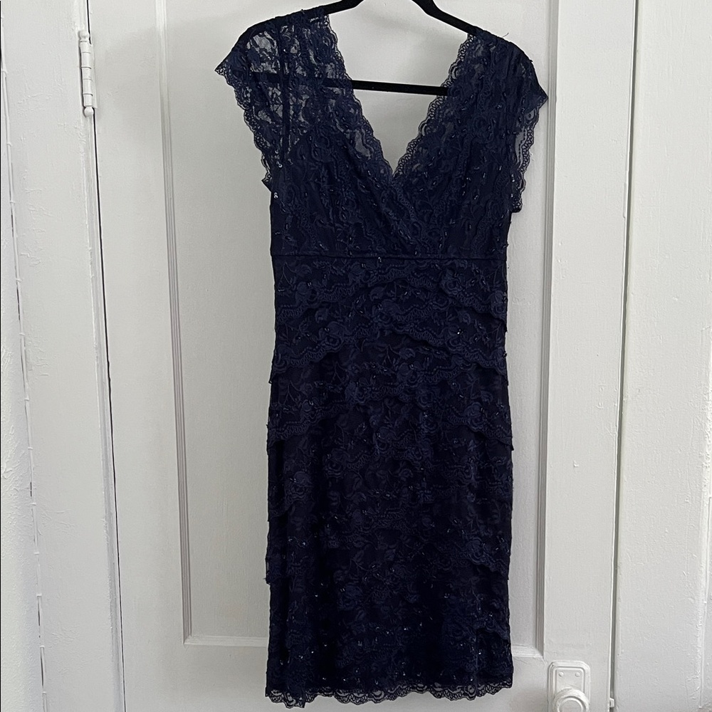 MARINA Midnight Blue Lace Mini Dress